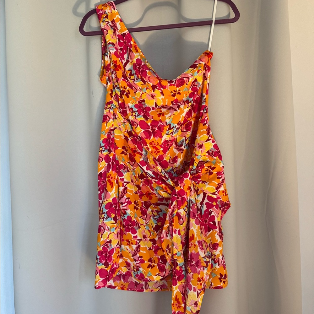 SHEIN Colorful Floral One-Shoulder Dress